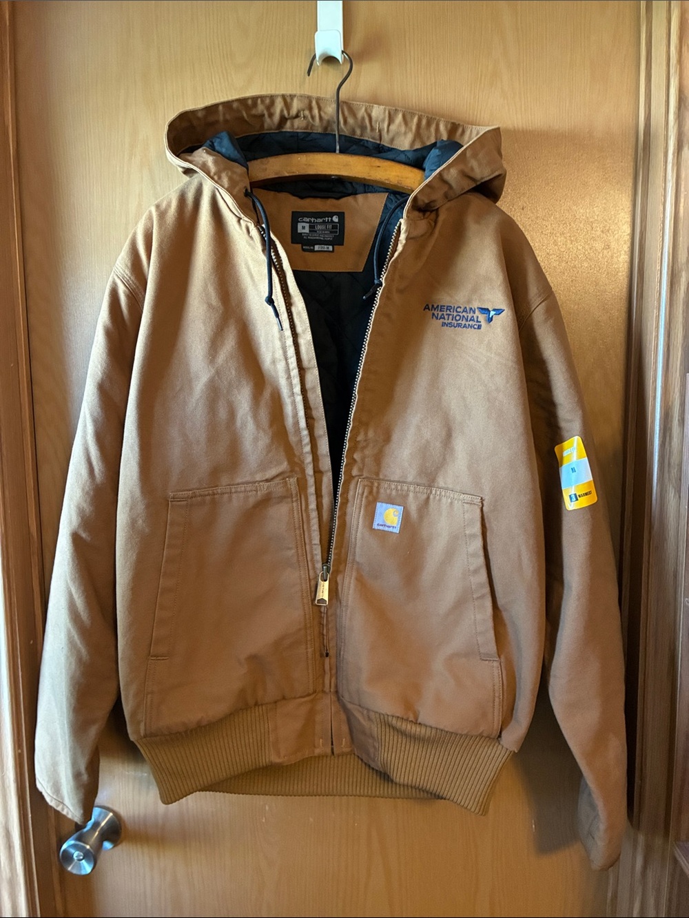 Carhartt Brown Hooded Work Jacket with Embroidered Logo